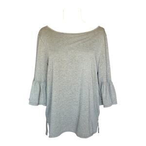 Max Studio Heather Green Top Round Neck Bell Cuffs 3/4 Sleeve Women's Sz Medium